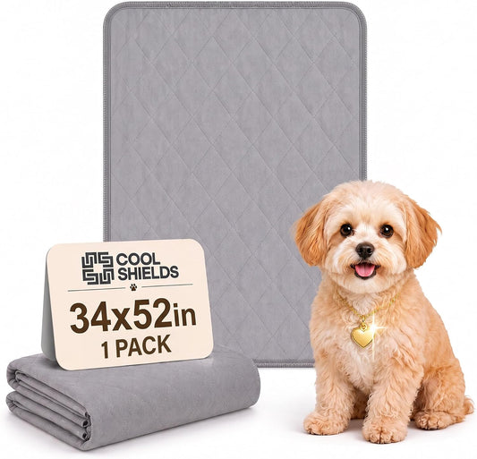 Washable Reusable Dog Pee Pads, 34"x52" Absorbent & Waterproof Puppy Training Pad for Crate, Playpen & Carpet, Large Potty Pads for Dogs, Cats & Small Pets