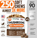 Turkey Tail Mushroom for Dogs - 250 Chews - Lion’s Mane - Shiitake - Reishi - Buddy Immune Support Guard - Lipoma Mushroom Supplement for Dogs Lumps and Bumps Glucosamine, Health Vitamins Multivitamin