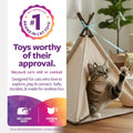 SmartyKat Kitty Camp Crinkle Cat Tent Hideaway, Collapsible Tent with Detachable Feather Toy for Privacy & Play for Cats & Kittens, Beige, One Size