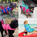 Malier Dog Life Jacket, High Buoyancy Shark Swimsuit, Ripstop American Flag, Medium, Red & Dark Blue