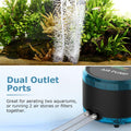 hygger Aquarium Air Pump Dual Outlet, Quiet Powerful Fish Tank Aerator 4W/8W, Adjustable Oxygen Pump with Air Stone, Bub