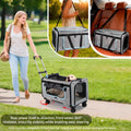Large Pet Carrier with Detachable Wheels, 2 IN1 Foldable Soft-Sided Carriers- Designed for Dogs & Cats, Telescopic Handl