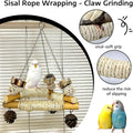 Jevnd Bird Swing for Cage with Chew Toys, 3 Sisal-Wrapped Parrot Perches & Stable Triangle Design, Wooden Hanging Parakeet Toys Swing for Cockatiel Lovebirds Conures Quaker Balance Training (S)
