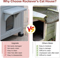 Rockever Plastic Insulated Outdoor Cat House with Escape Door, 2 Story Waterproof Cat House for Outdoor Cats for Feral Cats, Elevated Outside Cat Shelter, Clean and Assemble Easily