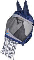 Shires FlyGuard Pro Fine Mesh Fly Mask with UV Protection Navy/Ears and Nose Fringe/Cob