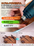 YABIFE Super Quiet Dog Nail Grinder & Clippers Kit with 2 LED Lights, 3 Speeds Up to 12,000 RPM, Lower Than 30dB Electric Pet Nail Trimmer for Small Medium Large Dogs and Cats