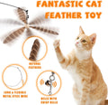 JXFUKAL Cat Wand Toys, Interactive Cat Toys with 3 Feather Refills, 29'' Flexible Steel Wire, Sturdy Wood Handle & Bell for Kitty Kitten, Cat Toys for Indoor Cats Teaser Cat String Toy