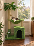 Woochpet 38'' Cat Tree Condo with Hammock Cat Tower with Scratching Posts Green Large