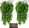 HERCOCCI 2 Pack Reptile Plants, Terrarium Hanging Plants Vines Artificial Leaves Habitat Decorations with Suction Cup fo