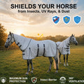 Horse Fly Sheet with Neck & Belly Wrap, Breathable Fine Mesh