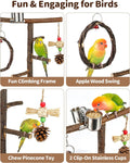 Natural Wood Bird Play Stand, Parrot Perch Playground with Feeder Cup