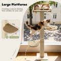 Solid Wood Cat Window Perch with 2 Jumping Platforms, Cat Hammock for Window with Scratching Post, Sisal Tall Cats Scratching Post with Large Perch, Wooden Cats