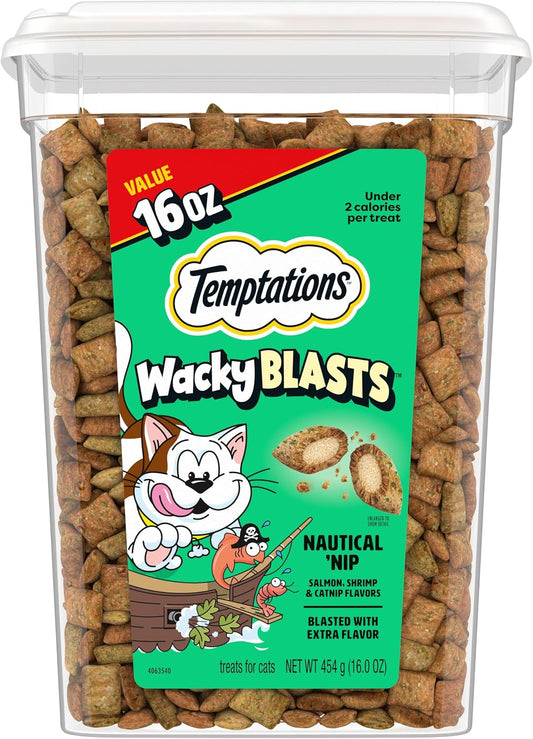 Temptations Wacky Blasts Cat Treats, Nautical Nip’ Flavor, 16 oz. Tub