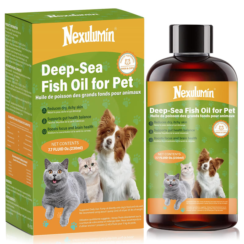 Salmon Oil for Dogs and Cats - Natural Omega-3 - Skin and Coat Care - Liquid Pet Food Supplement - Provides Fatty Acids for Joint Function - (230ml/1 Bottle)