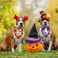 ADOGGYGO Halloween Dog Bandanas, Glow in Dark Plaid Dog Scarf