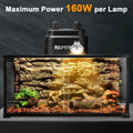Dual Reptile Light Fixture with Switches, Reptile Heat Lamp Fixture, Reptiles Terrarium UVB Bulb Fixture for Bearded Dra