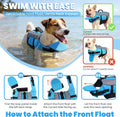 VIVAGLORY Dog Life Vest Front Float Dog Swim Vest, XS, Blue
