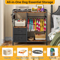 kepptory Dog Closet with Drawers & 4 Hooks, Freestanding Pet Garment Rack for Dog Clothes & Cat Accessories, Pet Supply 