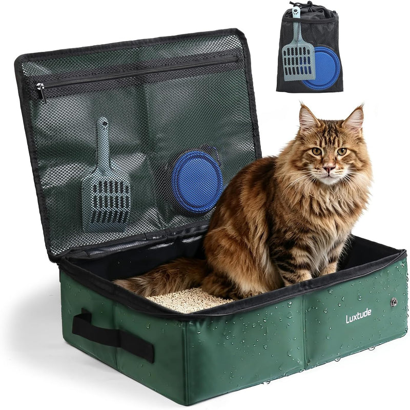 Luxtude Travel Litter Box for Cats, Comes with a Hard Non-Stick Bottom