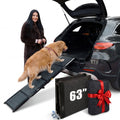 Dog Ramp for Car Travel Bundle – 63” Foldable Non-Slip Dog Ramp + Waterproof Back Seat Cover + 15 Poop Bags – Complete Pet Travel Set for SUV, Truck & Car – Safe Access, Clean Seats, Easy Trips