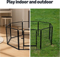 Amazon Basics Dog Playpen, 8 Panels Metal Fence with Door, Foldable for Indoor and Outdoor Use, Suitable for Small to Medium Sized Dogs, 24 Inch Height, Black
