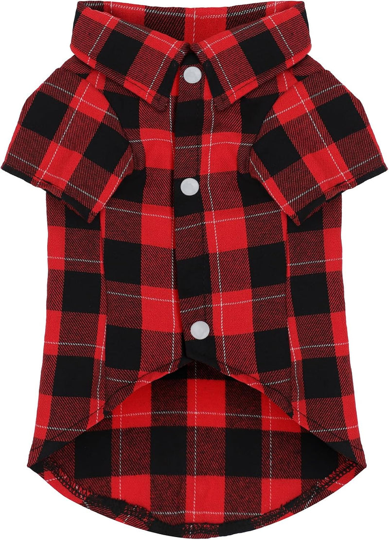 Paiaite Plaid Dog Shirt: Classic Checkered Style in Pure Cotton for Large, Medium, and Small Breeds, Comfort, Breathabil