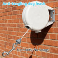 49FT Wall Mount Retractable Dog Tie Out Cable, Heavy Duty Auto Rewind Pet Leash with 360° Swivel Hook, Durable Pet Tethe