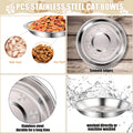 6 Pcs Stainless Steel Cat Bowls Shallow Wide Food Bowls for Cats Replacement Whisker Fatigue Relief for Small Dogs and Cats Indoors (Silver)