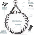 Herm Sprenger Prong Collar 3.0 mm Quick Release with Short Links & Swivel for Easy Use & Biothane Insert | Black Stainle