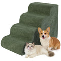 Olaivy Dog Stairs for Small Dogs 17.7" H, 4-Step Dog Ramp for Aged and Injured Dogs, Foam Pet Stairs for Cats to Get on Bed, Couch or Chair, Non-Slip, Steady, Washable Cover, Green