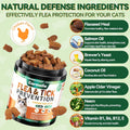 Flea and Tick Treatment for Cats - 200 Chews Flea and Tick Prevention for Cat Chewables - Flea Treatment for Cats All Breeds & Ages - Natural Cat Fleas and Ticks Defense - Chicken Flavor