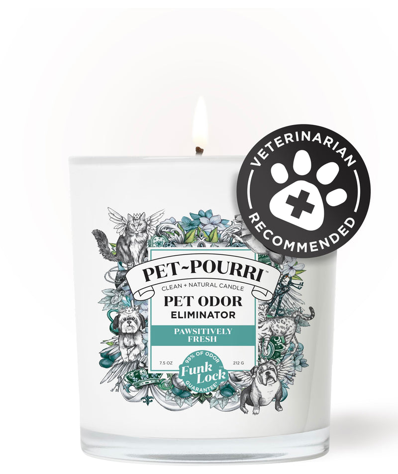 Pet-Pourri Pawsitively Fresh Pet Odor Deodorizer Candle, Burns Up to 45 Hours, Aromatherapy & Air Freshener with Essential Oils, Plant Based Ingredients & Wax, Vet Approved, Jasmine Pear Scent