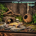 HERCOCCI Gecko Tank Accessories, Hermit Crab Toys Coconut Shell Natural Coconut Husk Hut with Climbing Ladder with Sucti