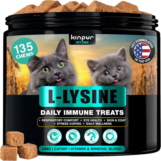 L-Lysine for Cats - Lysine Chews with Taurine for Kittens, Adults & Seniors