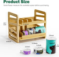 Rolling Bamboo Cat Food Can Organizer, 2-Layer Wet Cat Food Storage Container Holds 42 (3oz) Cans, Canned Cat Food Organizer and Storage for Countertop Kitchen Cabinet or Pantry Shelf