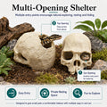 Skull Fish Tank Decor, Gothic Aquarium Hide - Resin Reptile Cave