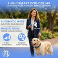 No-Shock Humane 2-in-1 Smart Bark Collar + Remote: Beep & 2X Vibration| Auto Bark Training| Manual Trigger Button|15lbs+