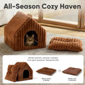 FUKUMARU Cat Bed Cave, Enclosed Washable Covered Dog Bed with Support Frame