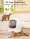 Meowant Self-Cleaning Cat Litter Box, 75L Extra Large Open-Top, APP Control