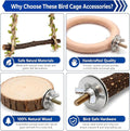 4-in-1 Bird Perches for Cage, Natural Wood Stands for Small Parrots