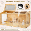 Hamster Cage Chewproof, 40" Large Hamster Enclosure Habitat, Wooden Guinea Pig Cage for Dwarf Hamsters, Dual Openable To