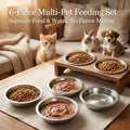 6Pcs Stainless Steel Cat Bowls 6.25In Shallow Wide Whisker-Friendly