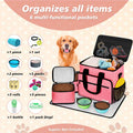 5 Set Dog Travel Bag for Supplies, Dog Lovers, Large Pet Travel Kit Includes 2 Food Containers, 2 Collapsible Bowls, Pin