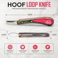 Equine Care Hoof Loop Knife, J2 Stainless Steel, Red Handle, Either Hand