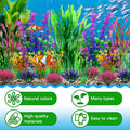QUOZUO Fish Tank Decorations Plants, 20pcs Aquarium Decorations Plants Plastic, Fish Tank Accessories, Fish Cave and Hid