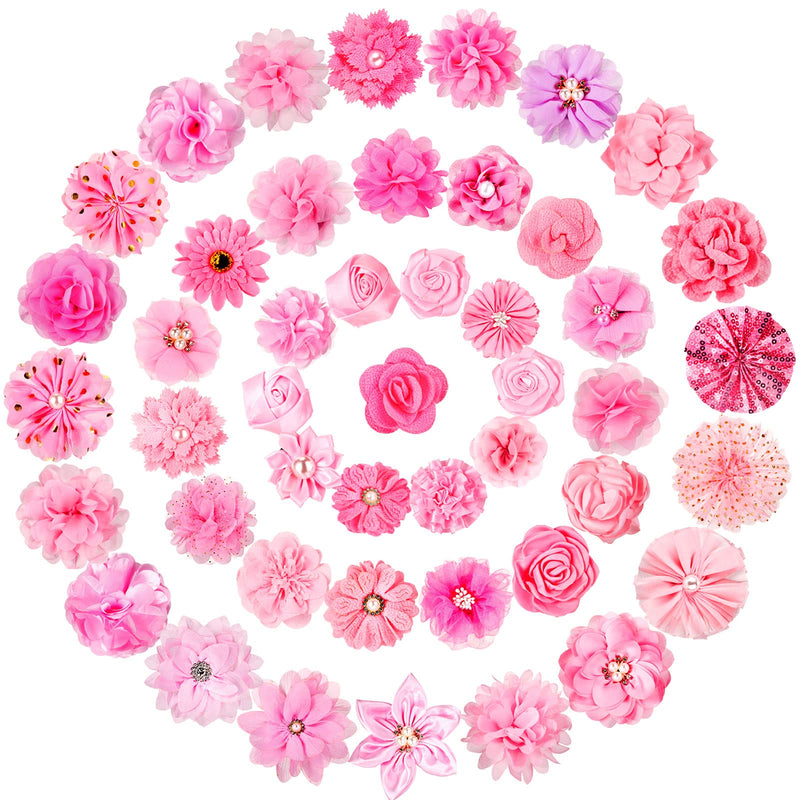 Hoteam 50 Pcs Dog Flower Collar Dog Collar Bows Pet Bow Charms Set for Wedding Birthday Party Valentine's Day Dogs Puppy Cat Pet Grooming Accessories