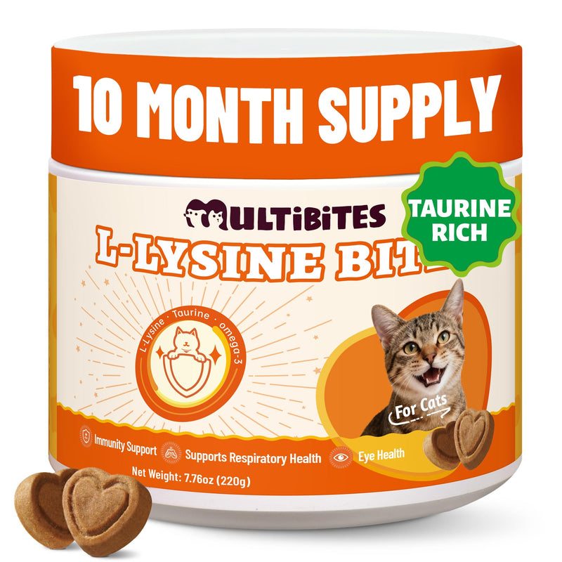 MULTIBITES 330 Bites L-Lysine for Cat Chews with Vitamins and Supplements - Omega 3,Multivitamin,Taurine for Cat & and Kittens Treats - Immune,Respiratory,Eye Health - Chicken Flavor