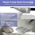 Cat Litter Scooper with Holder, Metal Litter Scoop Includes Portable Small Broom and Dustpan Set, Heavy Duty Stainless Steel Litter Scoop with Coarse and Fine Grid, Quick Sift and Easy Clean