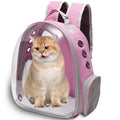 Vivicreate Large Cat Backpack Carrier for Travel and Hiking Transparent Pet Bubble Backpack for Cats up to 20lbs with Ventilation and Padded Straps Mochila para Gatos transportadora mascotas (Pink)