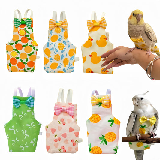 Magnoloran 6Pcs Bird Diapers Bird Harness Flight Suits Diapers Reusable Parrot Nappy with Waterproof Inner Layer Washable Cute Urine Wet Suit Costume for Cockatiel Conure Budgie Macaw Parakeet, L